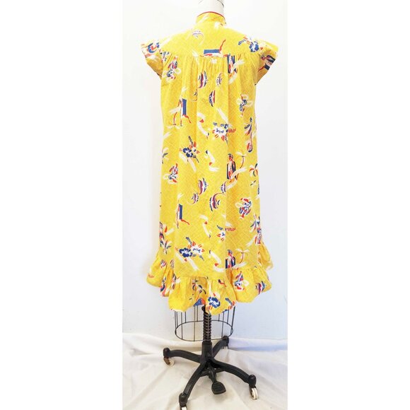 Vintage 50s / 60s Womens Hawaiian Dress Tiki  Gods Underwater Scene Yellow S/XS - Picture 9 of 15